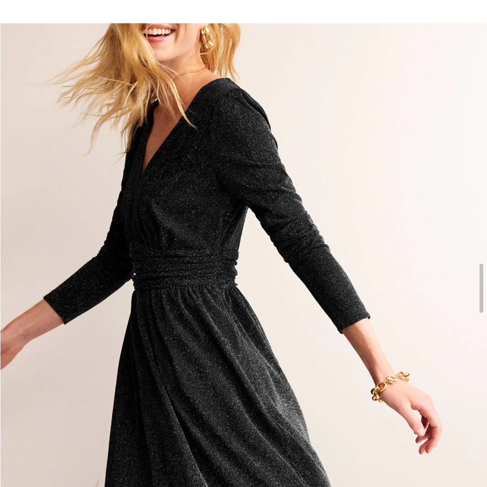 Boden Black Long Sleeve Glitter Dress